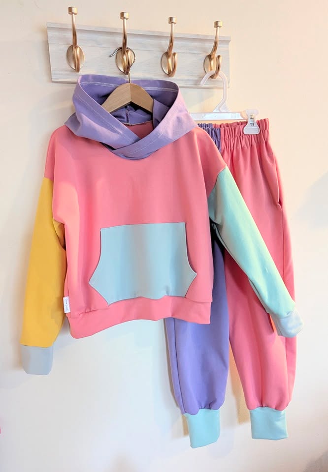 Retro color block jogging set