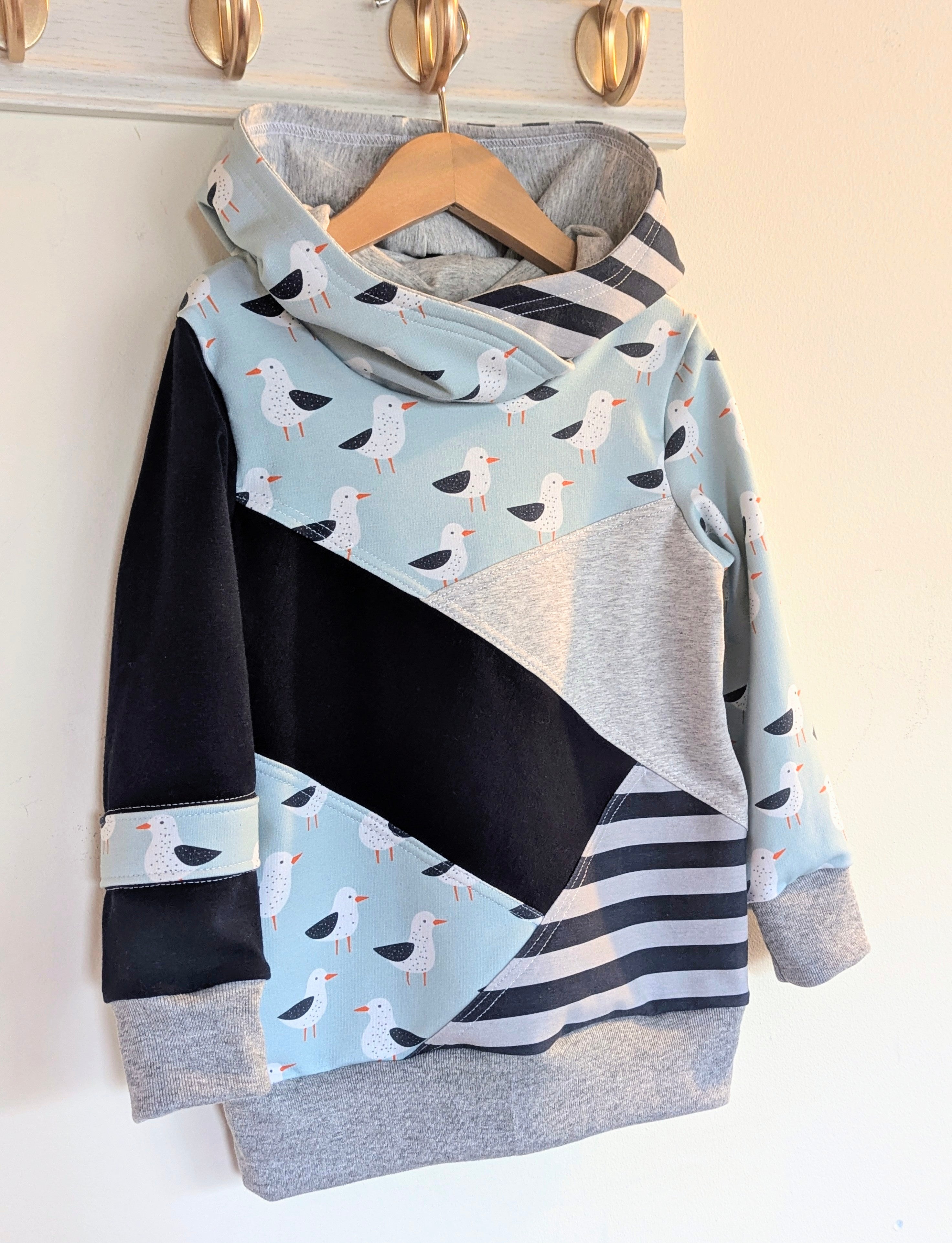 Seagulls patchwork style hoodie