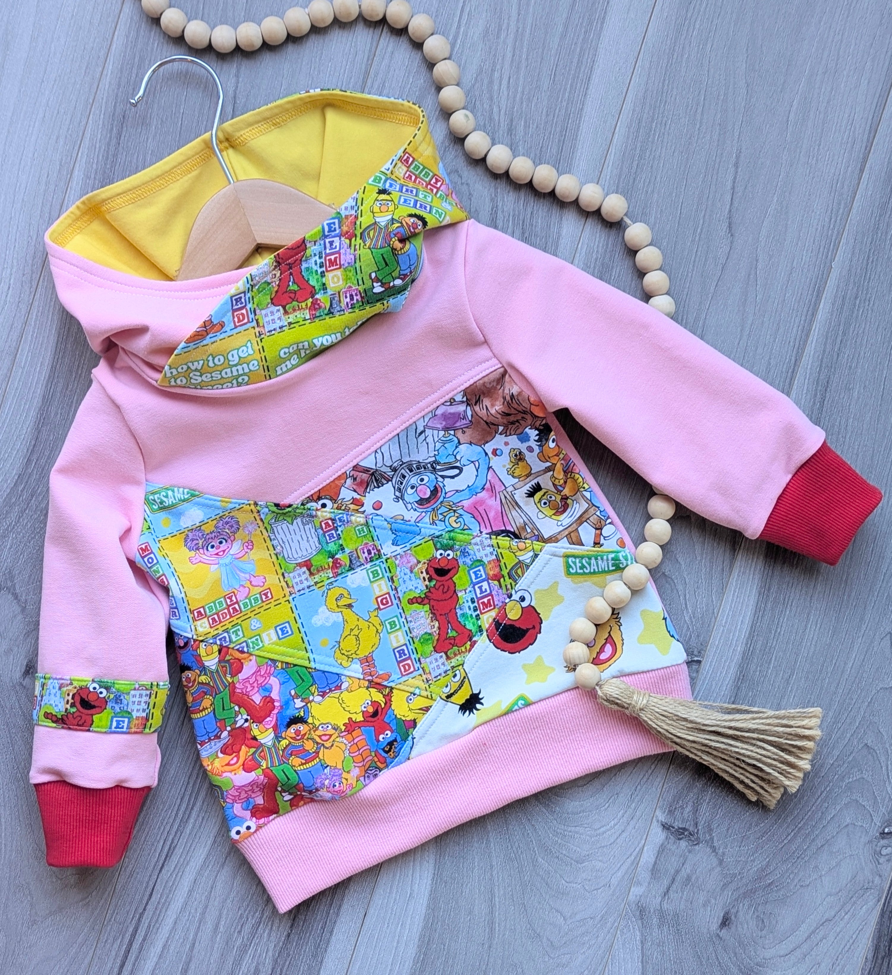 Sesame Street patchwork style hoodie